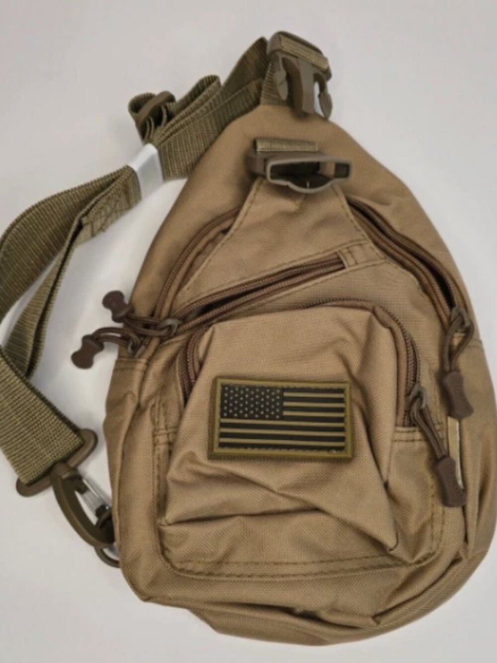 East West Tactical Sling Crossbody Bag with Patch & Adjustable Strap NWT